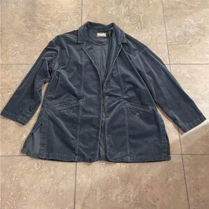 Pilcro Oversized Washed Corduroy Blazer in Steel Blue